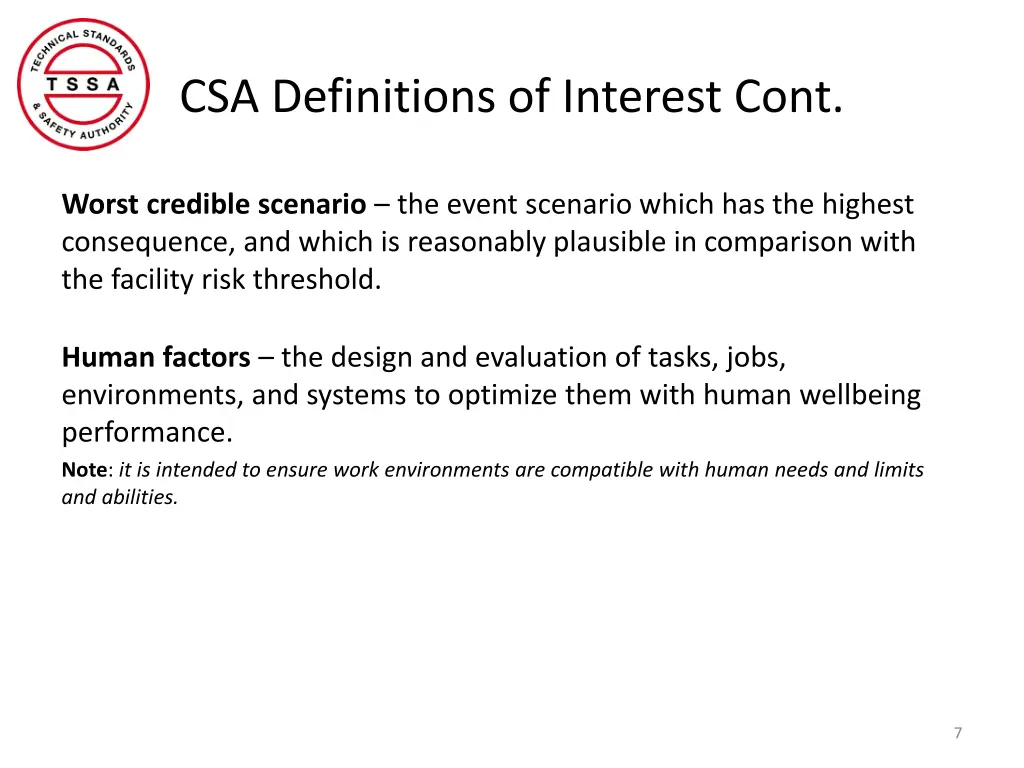 csa definitions of interest cont