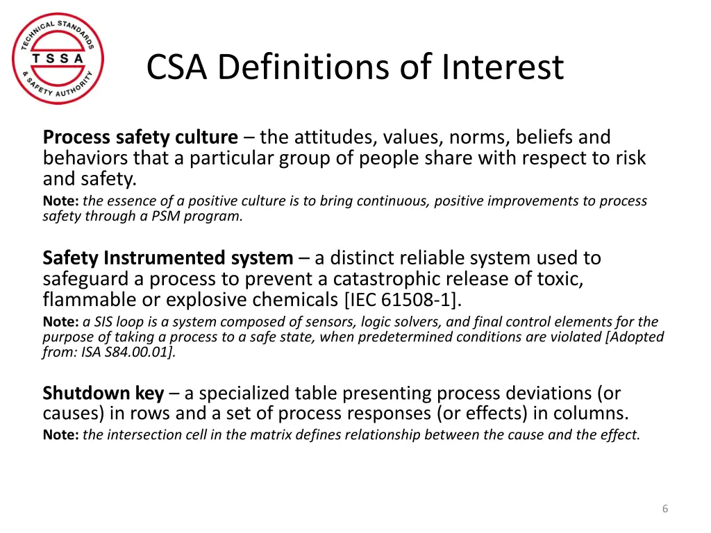 csa definitions of interest