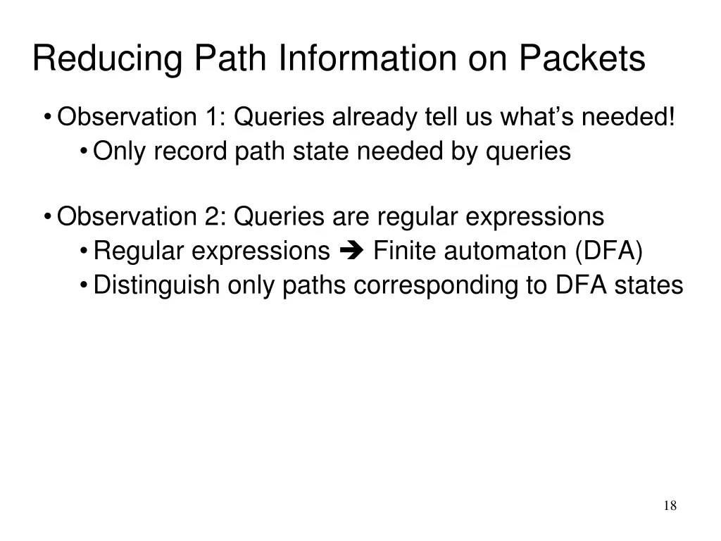 reducing path information on packets