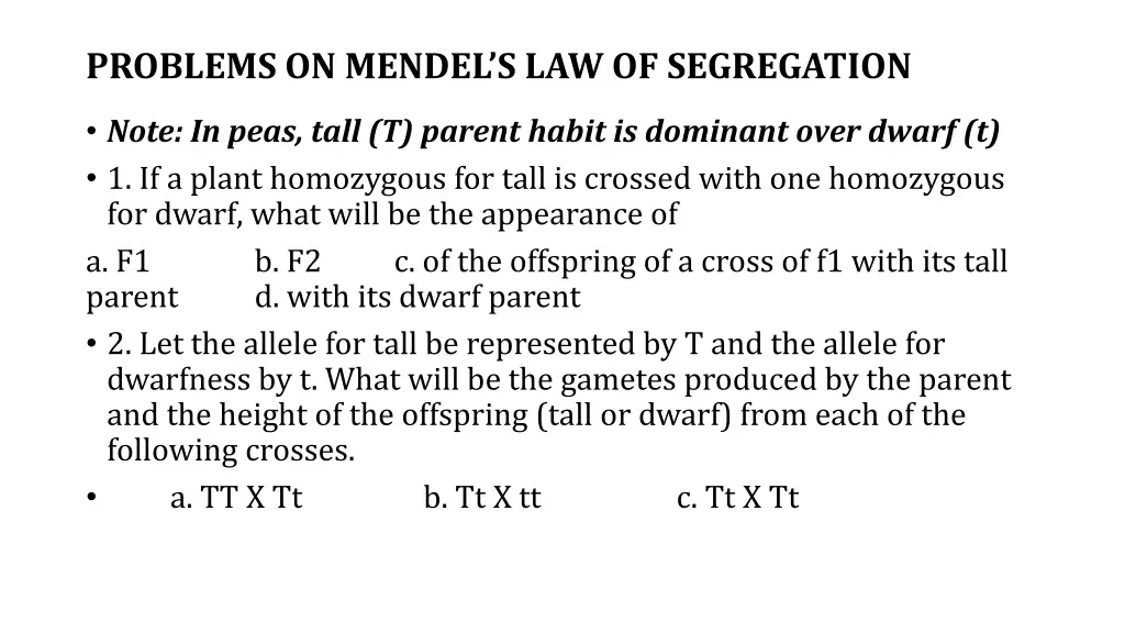 problems on mendel s law of segregation