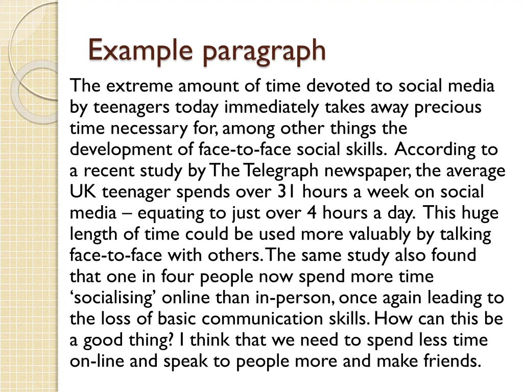 example paragraph the extreme amount of time