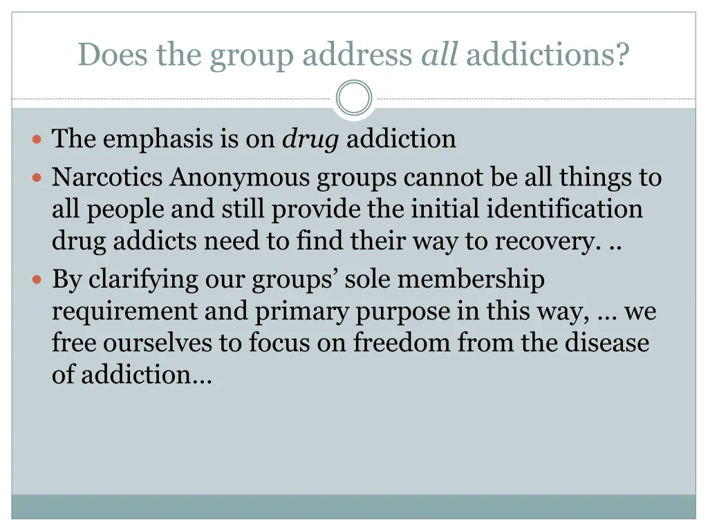 does the group address all addictions