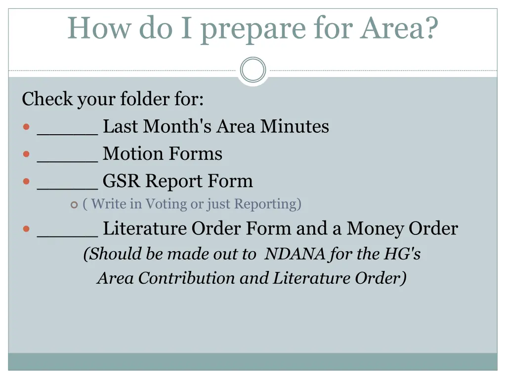 how do i prepare for area
