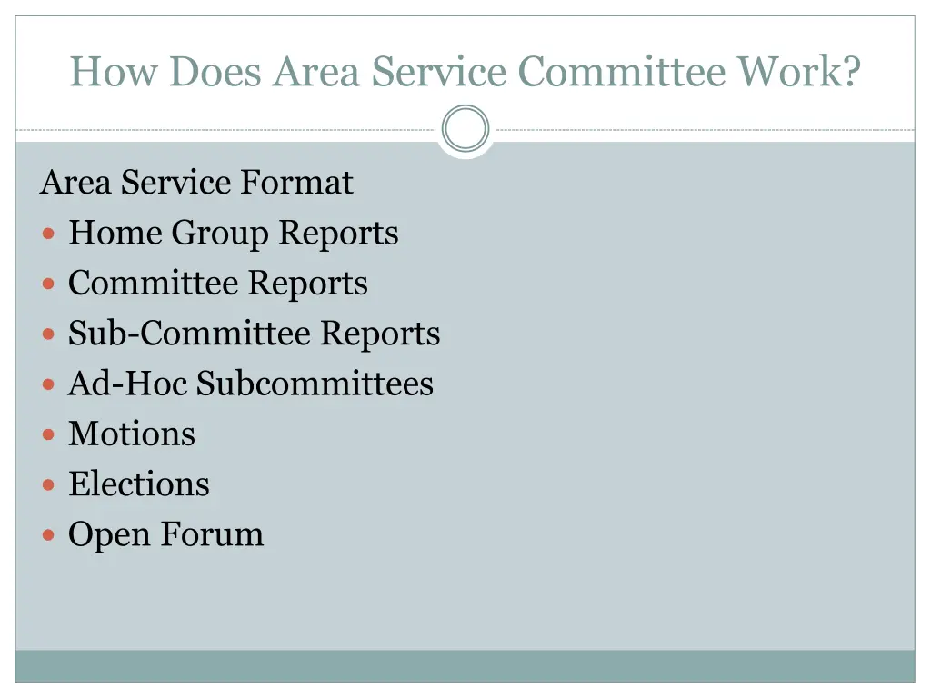 how does area service committee work