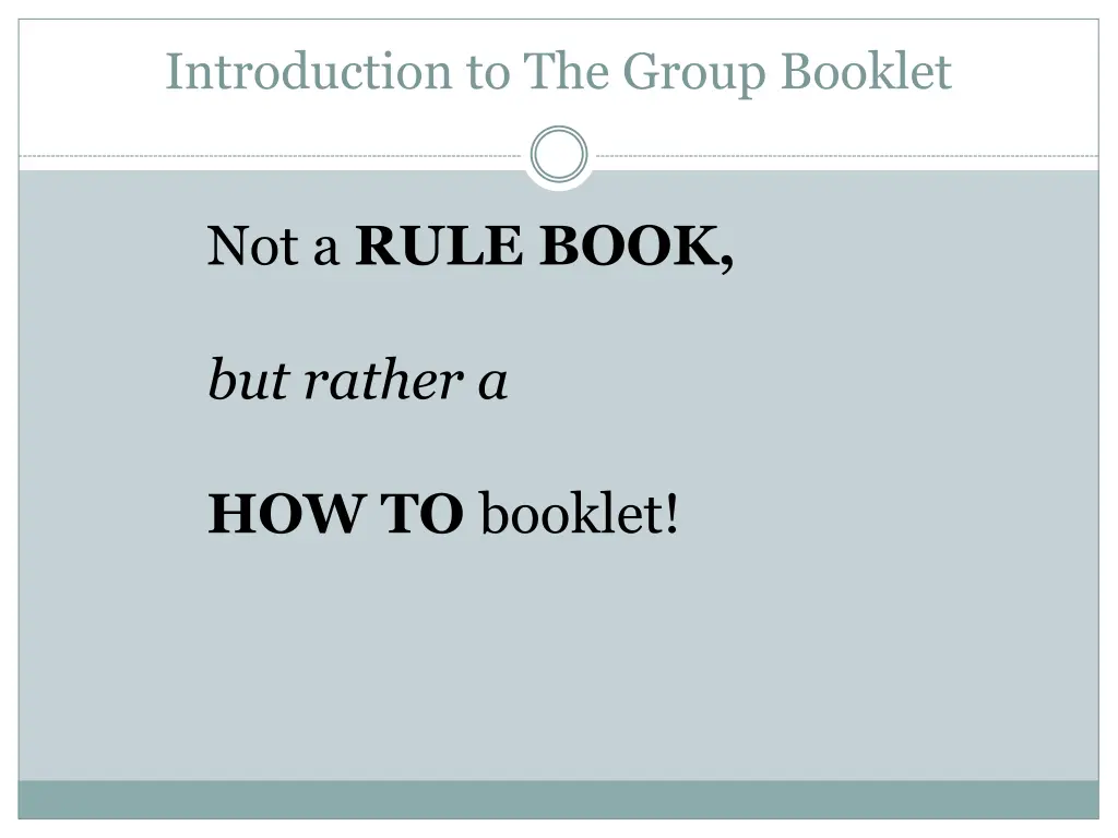introduction to the group booklet