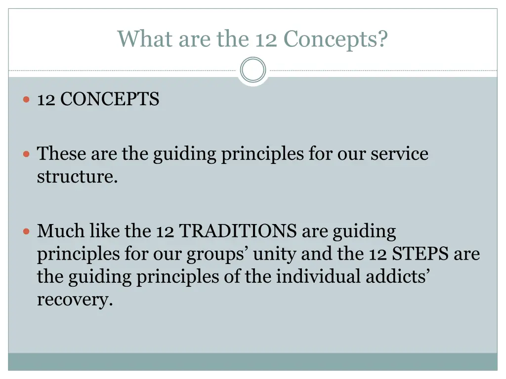what are the 12 concepts
