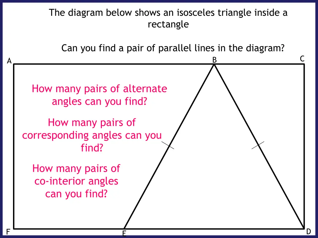 the diagram below shows an isosceles triangle