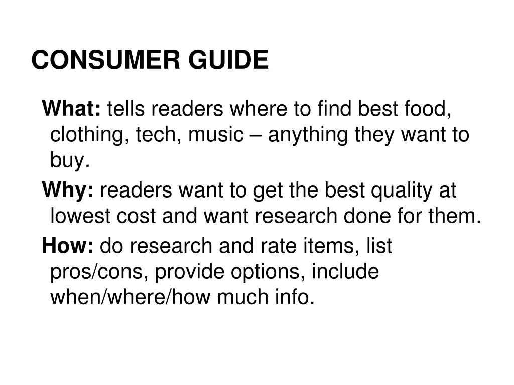 consumer guide
