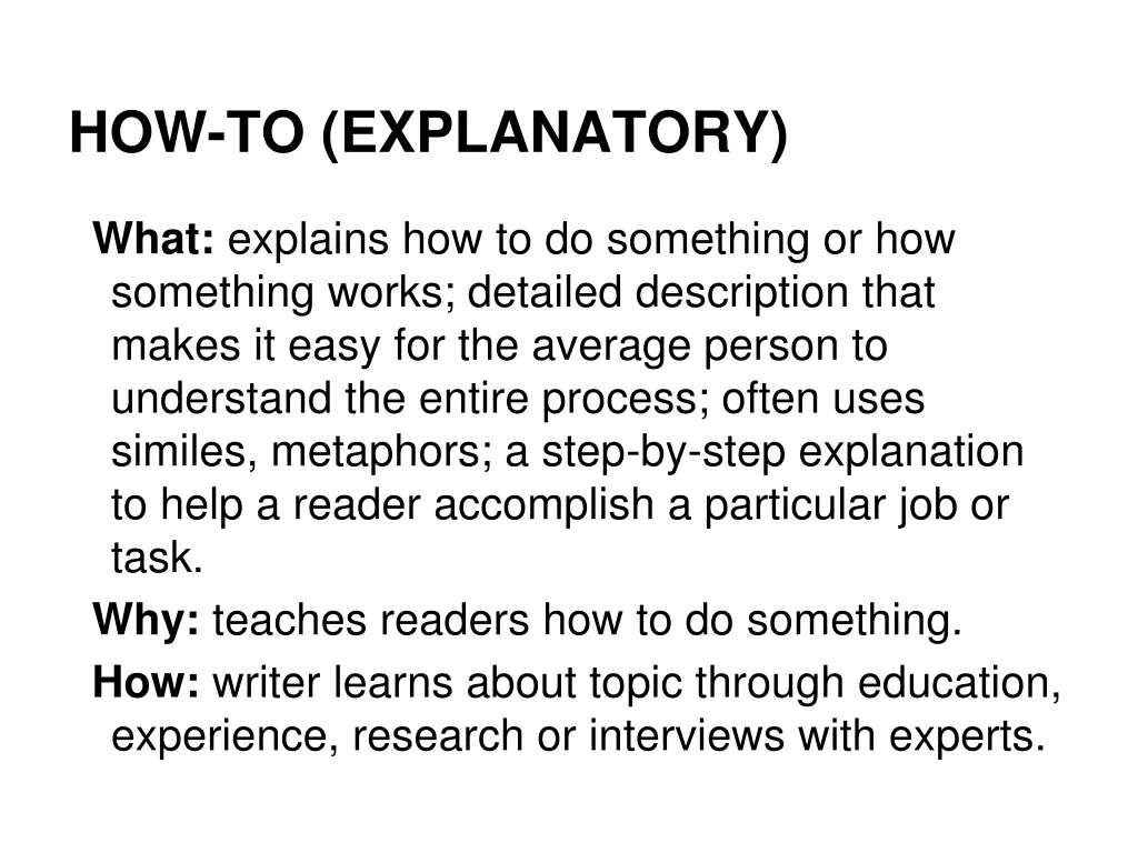 how to explanatory