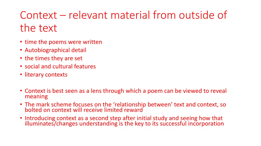 context relevant material from outside of the text