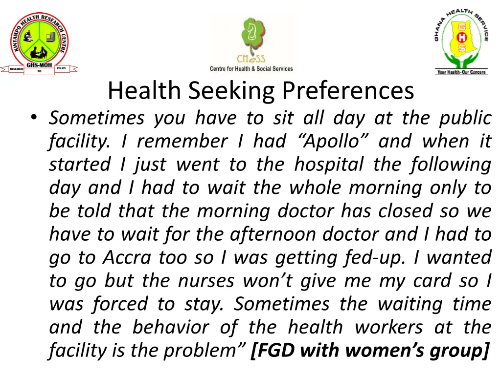 health seeking preferences sometimes you have