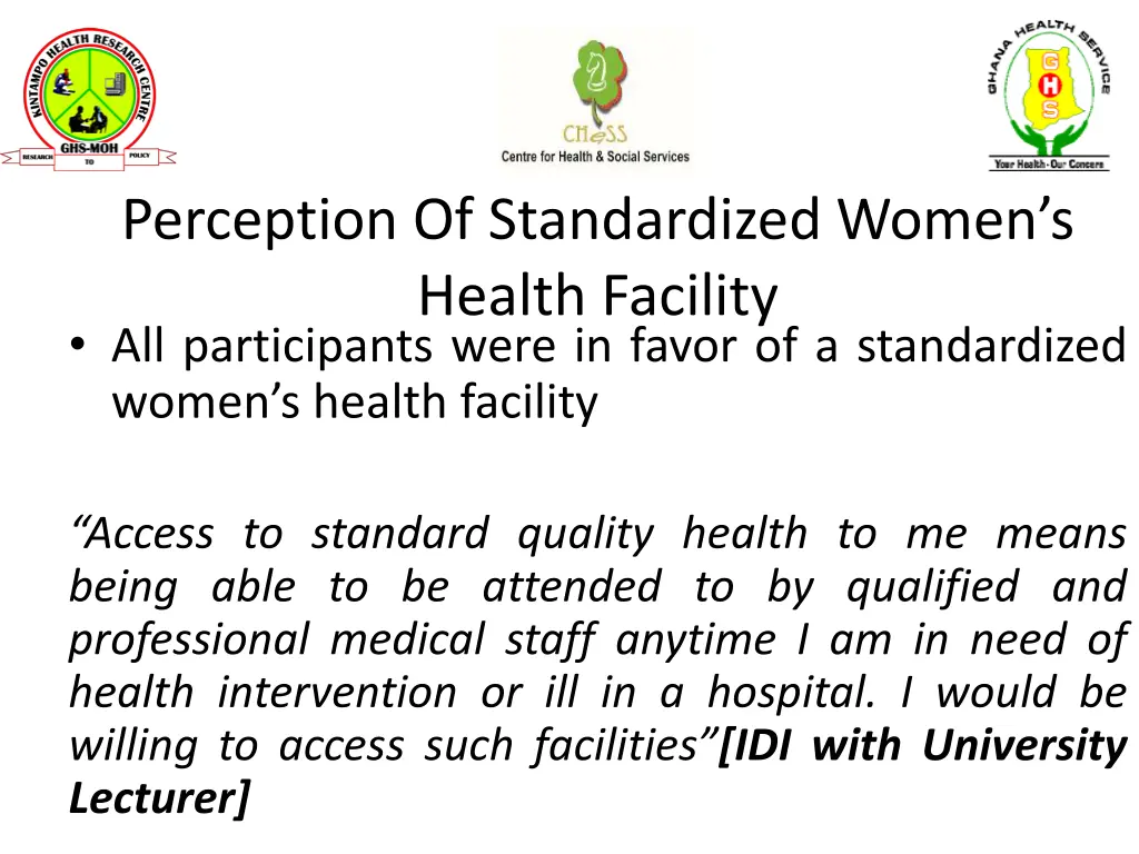 perception of standardized women s health