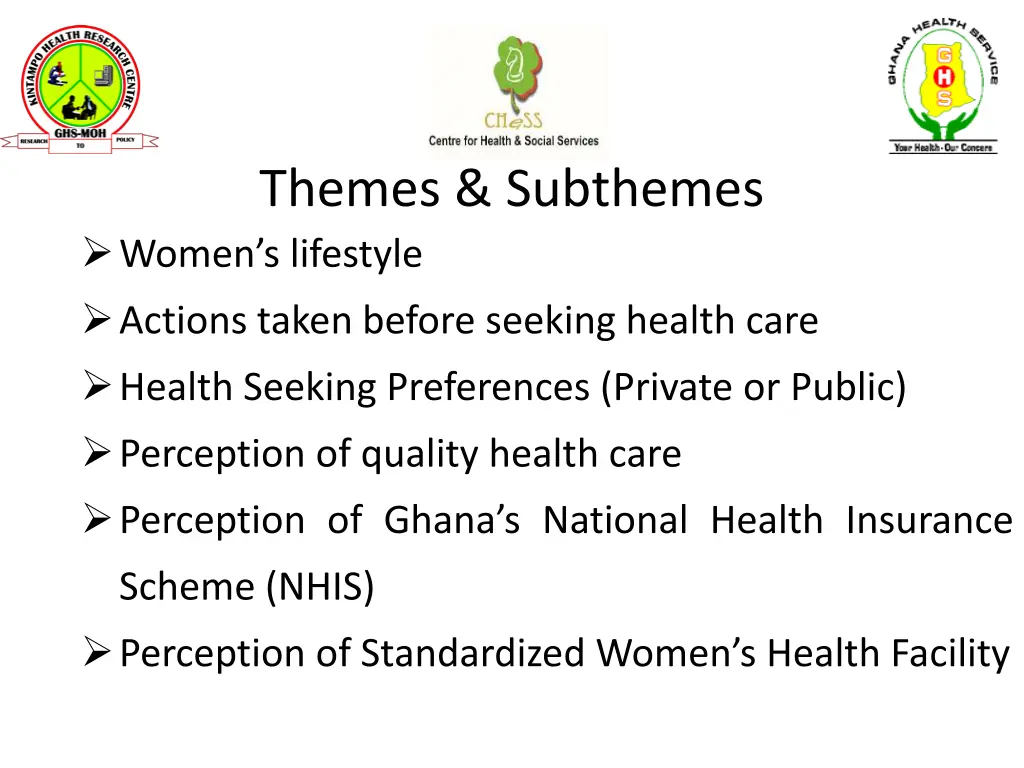 themes subthemes women s lifestyle actions taken