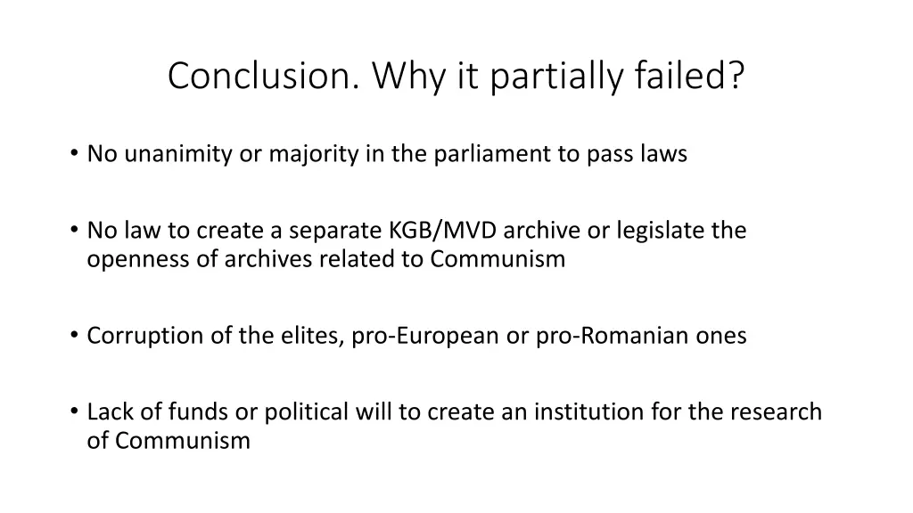 conclusion why it partially failed