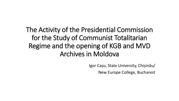 the activity of the presidential commission