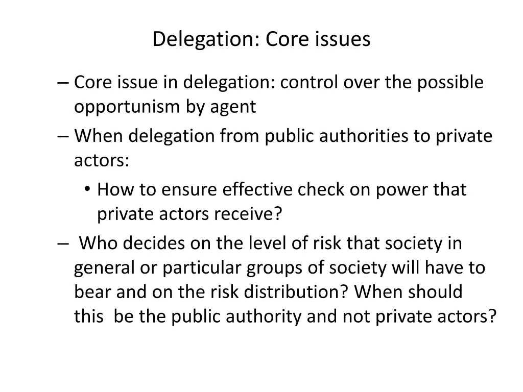 delegation core issues