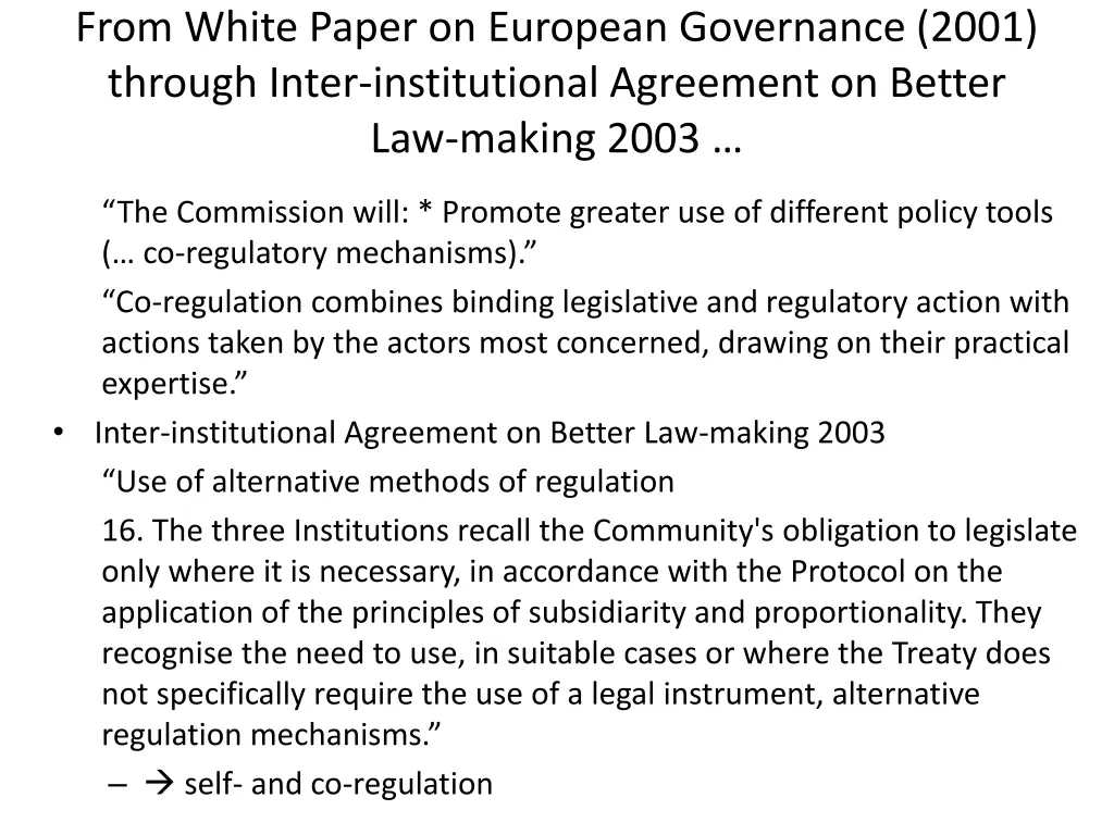 from white paper on european governance 2001