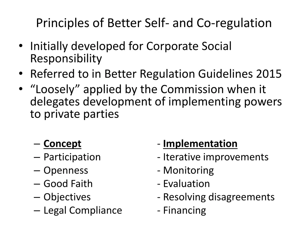 principles of better self and co regulation
