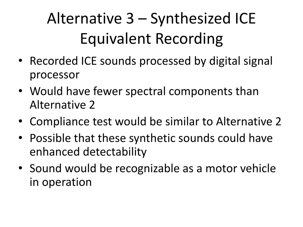 alternative 3 synthesized ice equivalent