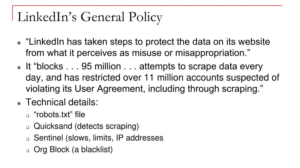 linkedin s general policy