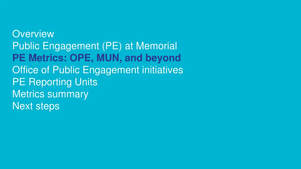 overview public engagement pe at memorial 2