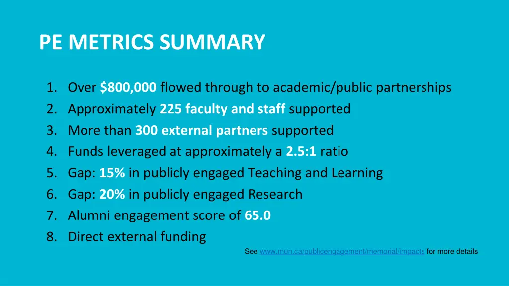 pe metrics summary