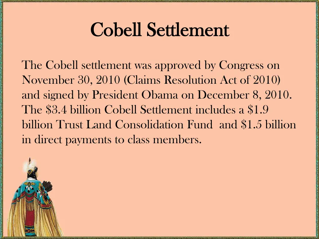 cobell cobell settlement settlement