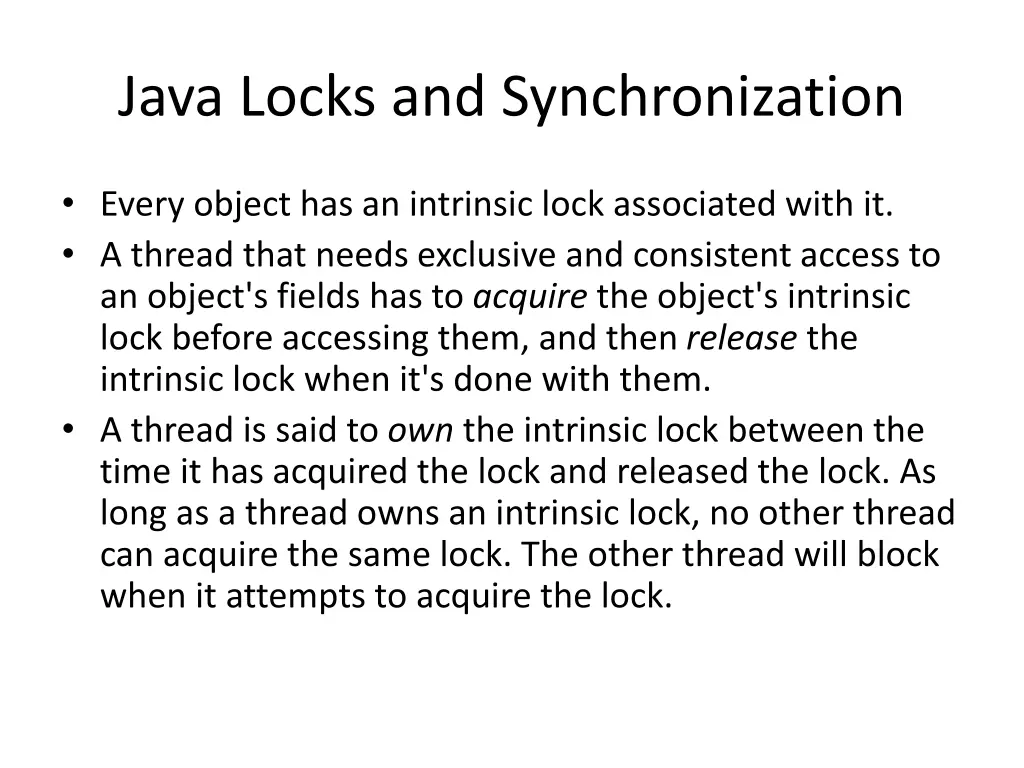 java locks and synchronization