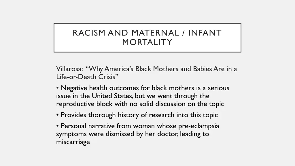racism and maternal infant mortality