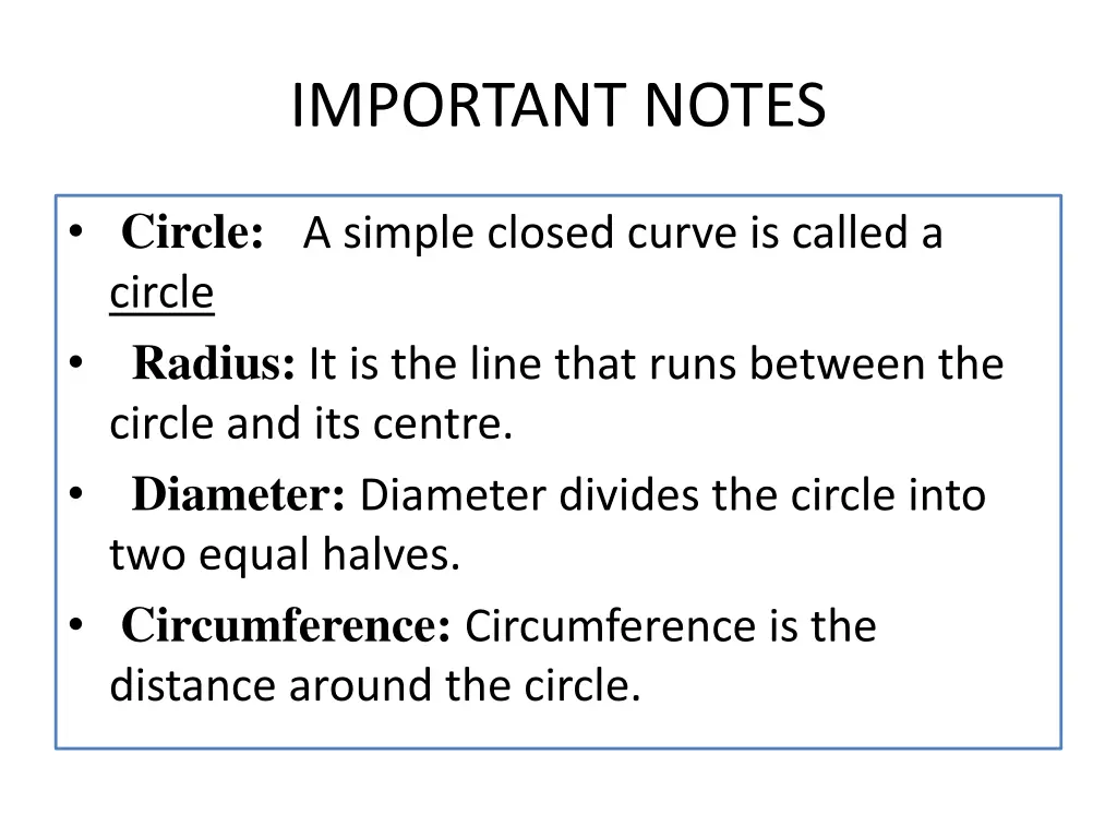 important notes