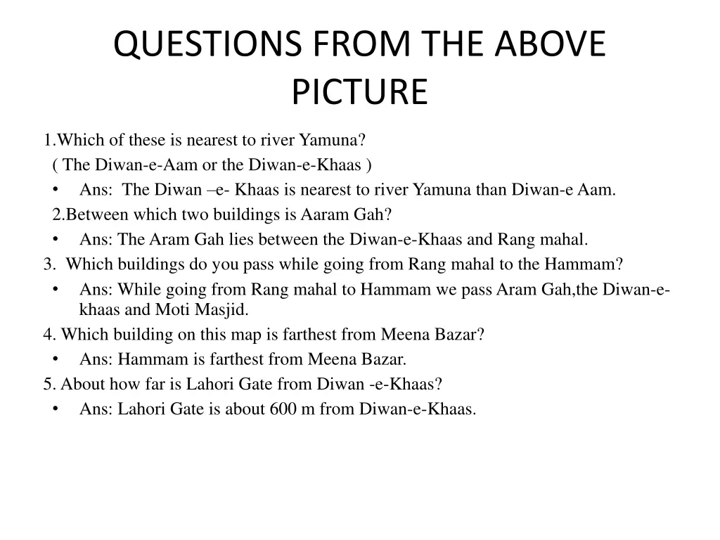 questions from the above picture