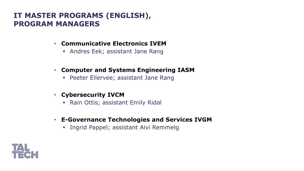 it master programs english program managers