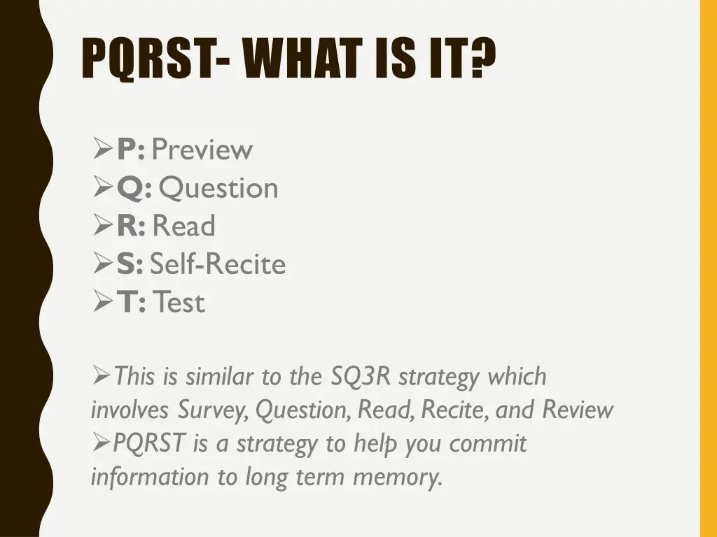 pqrst what is it
