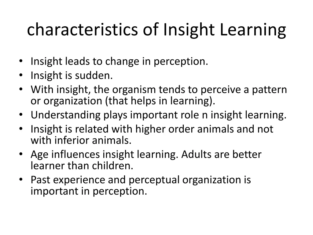 characteristics of insight learning