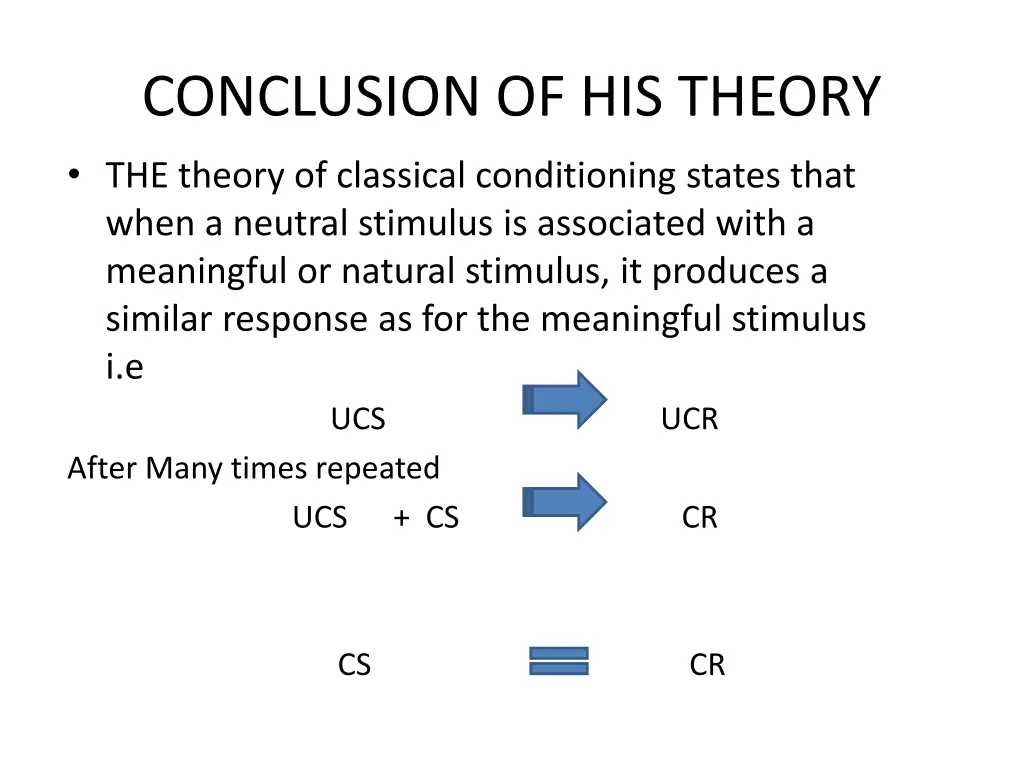 conclusion of his theory