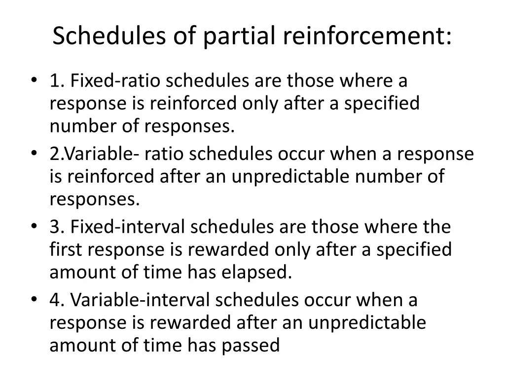 schedules of partial reinforcement