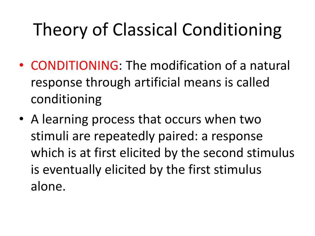 theory of classical conditioning