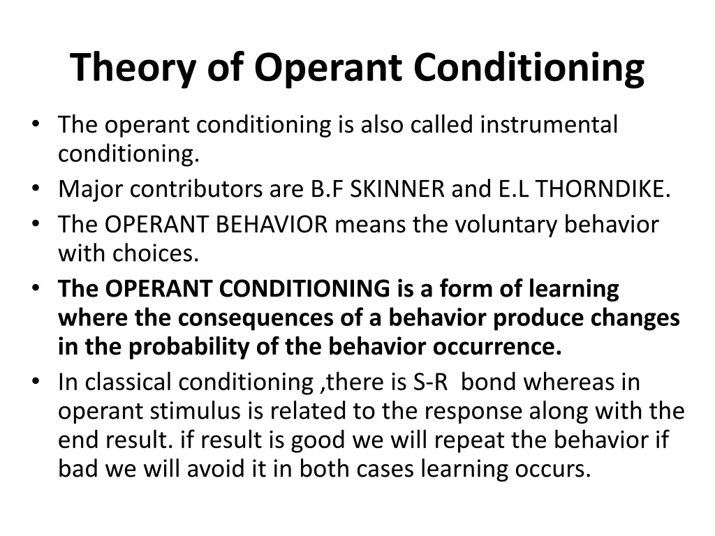 theory of operant conditioning