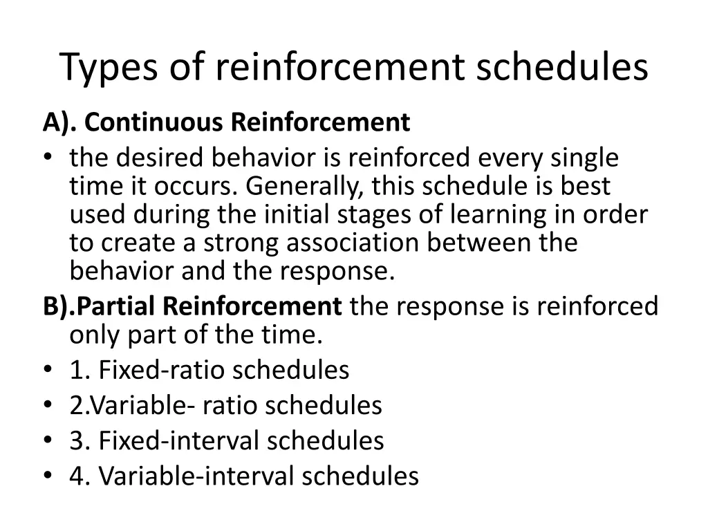 types of reinforcement schedules