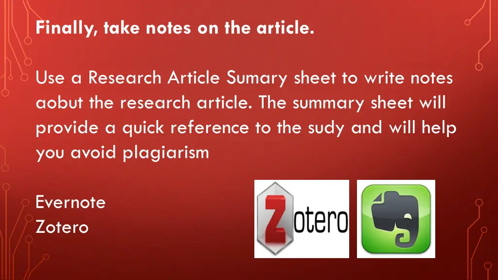 finally take notes on the article