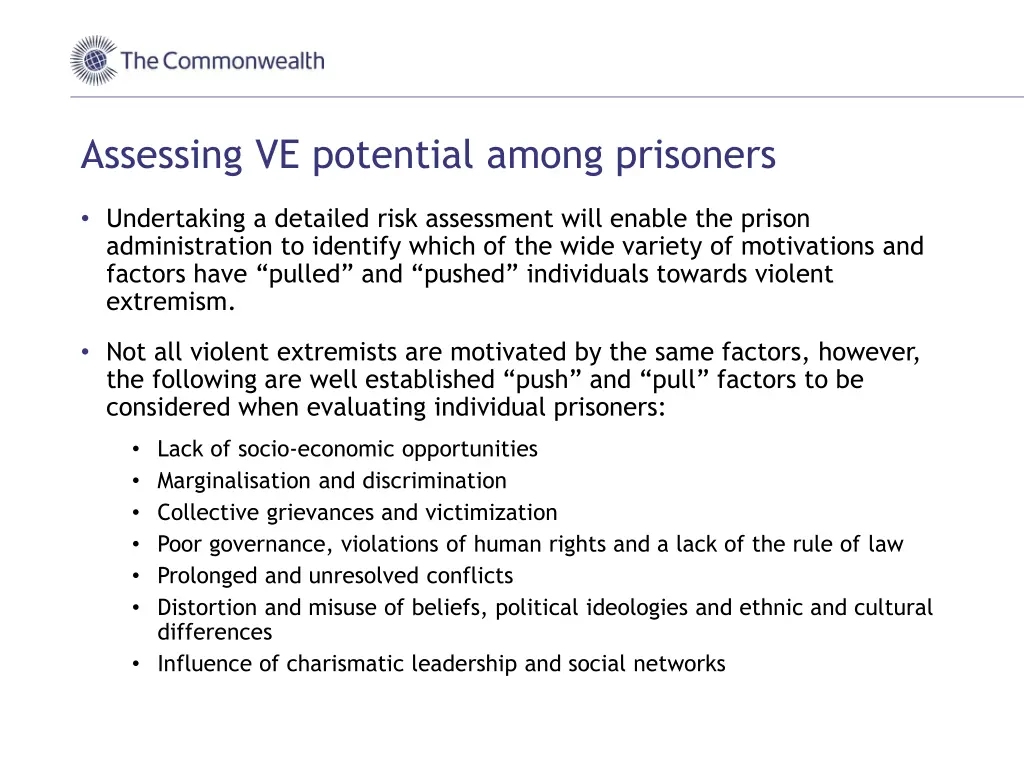 assessing ve potential among prisoners
