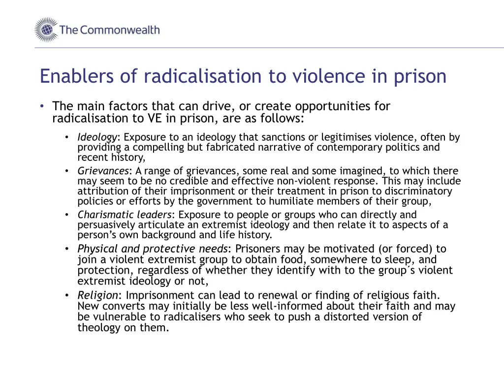 enablers of radicalisation to violence in prison 1