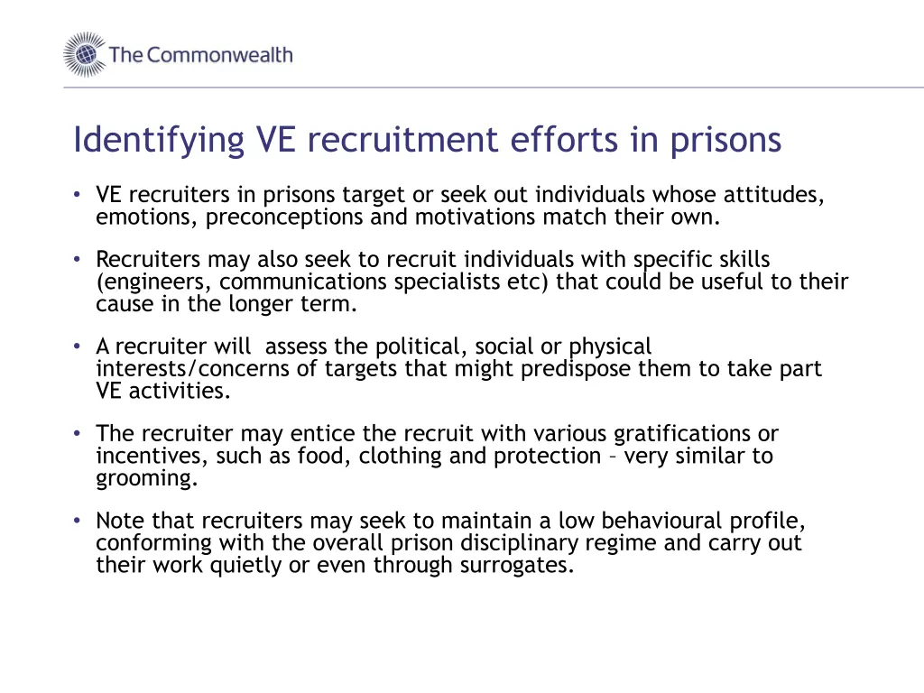 identifying ve recruitment efforts in prisons
