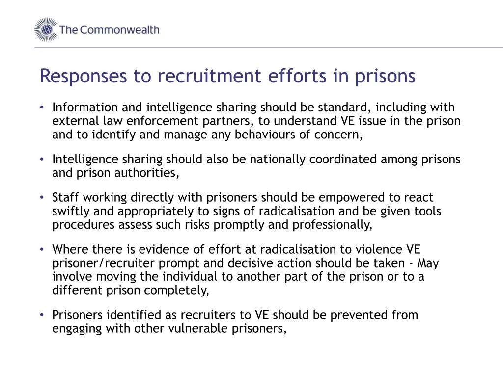 responses to recruitment efforts in prisons 1