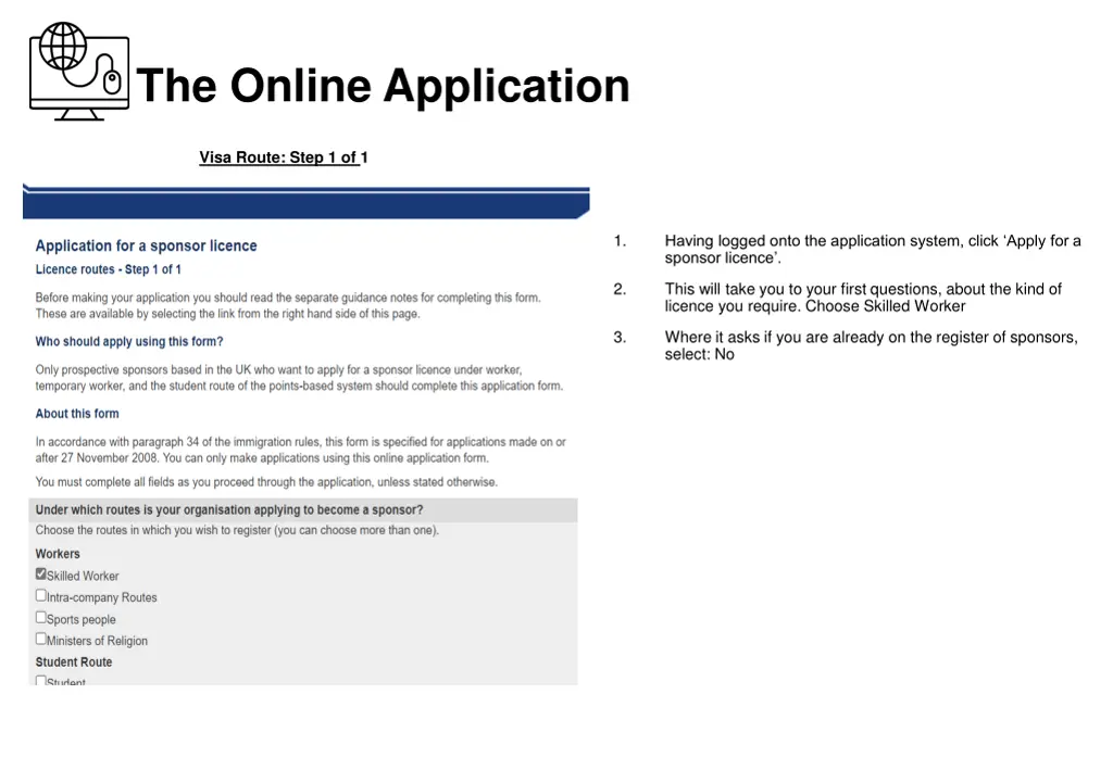 the online application
