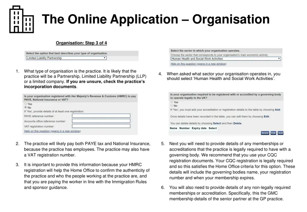 the online application organisation