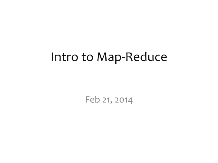 intro to map reduce