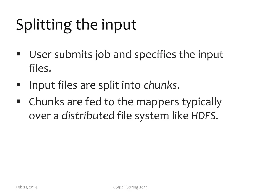 splitting the input