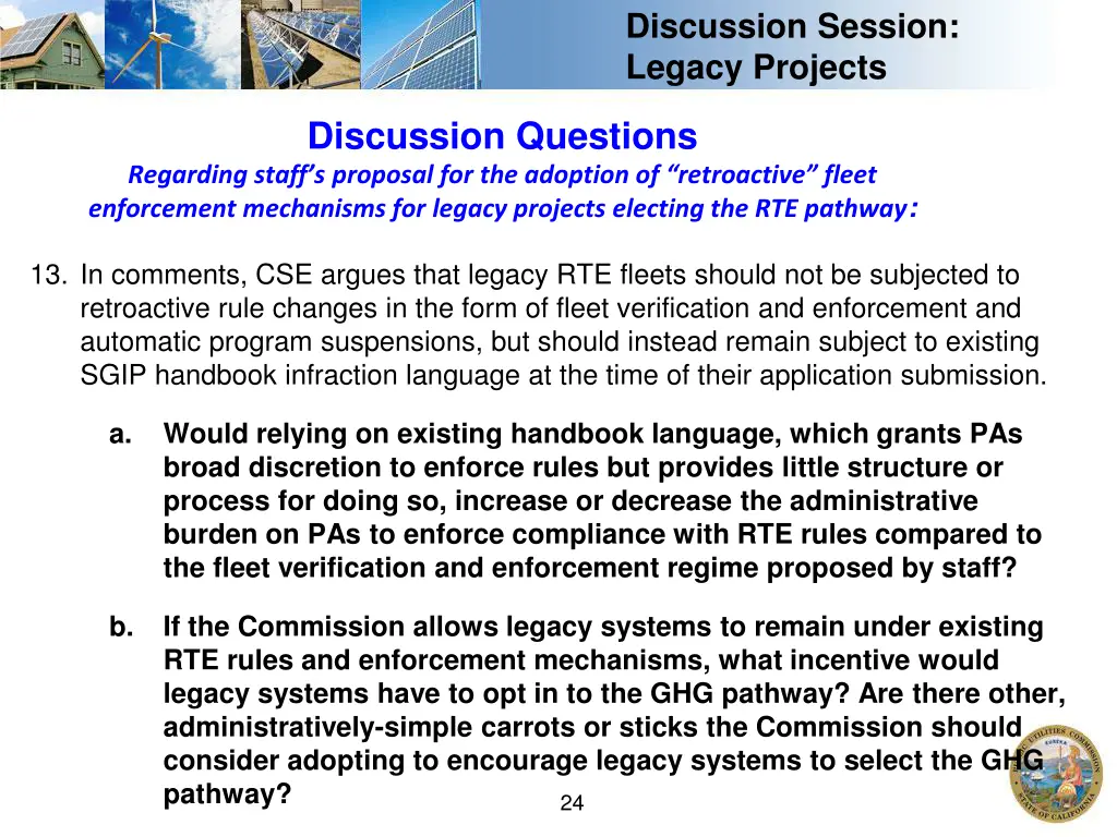 discussion session legacy projects 2