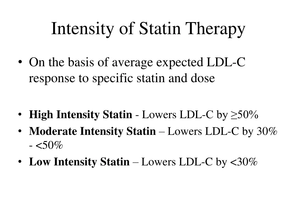 intensity of statin therapy